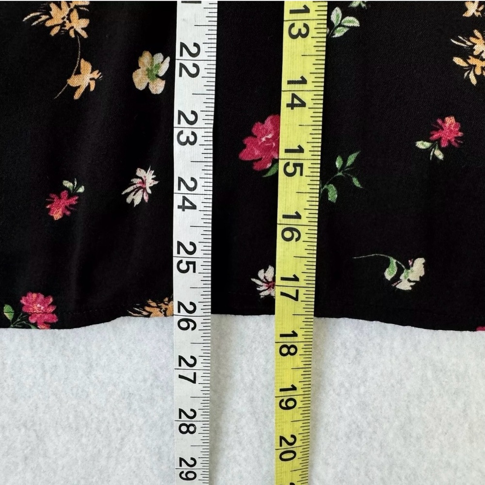 Old Navy Blouse Top Womens XL Black Multicolored Floral Poet Oversized Relax - Picture 15 of 15
